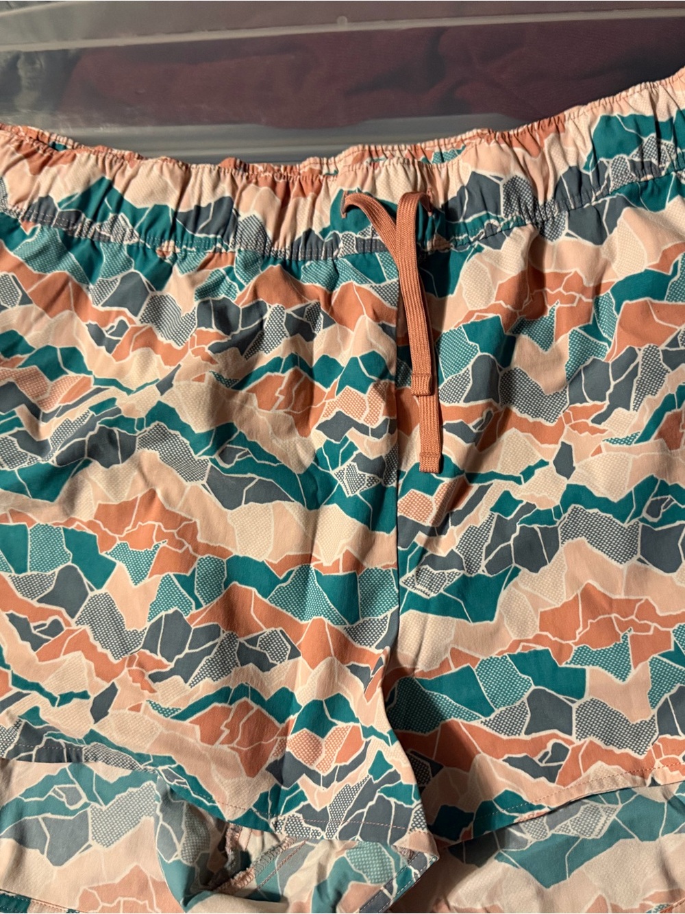 The North Face Women's Teal, Peach & Gray Patterned Athletic Shorts